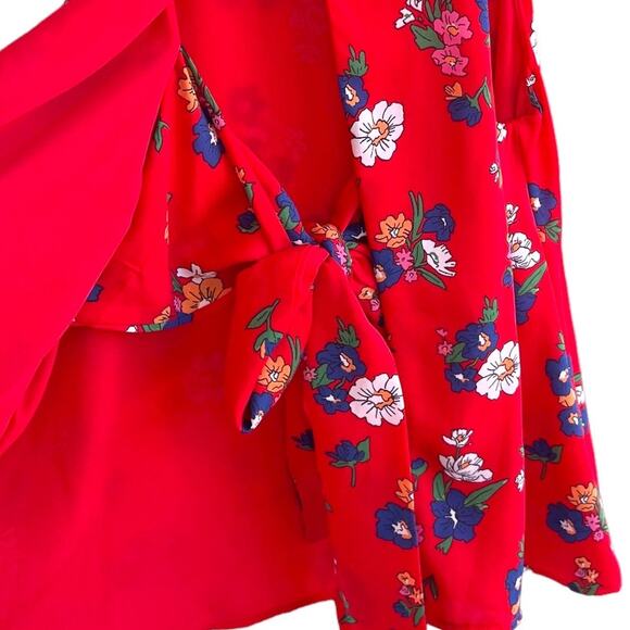 ZARA Sleeveless Open Back Tank Top Floral Blouse Red White Blue Small NWOT - Picture 6 of 12